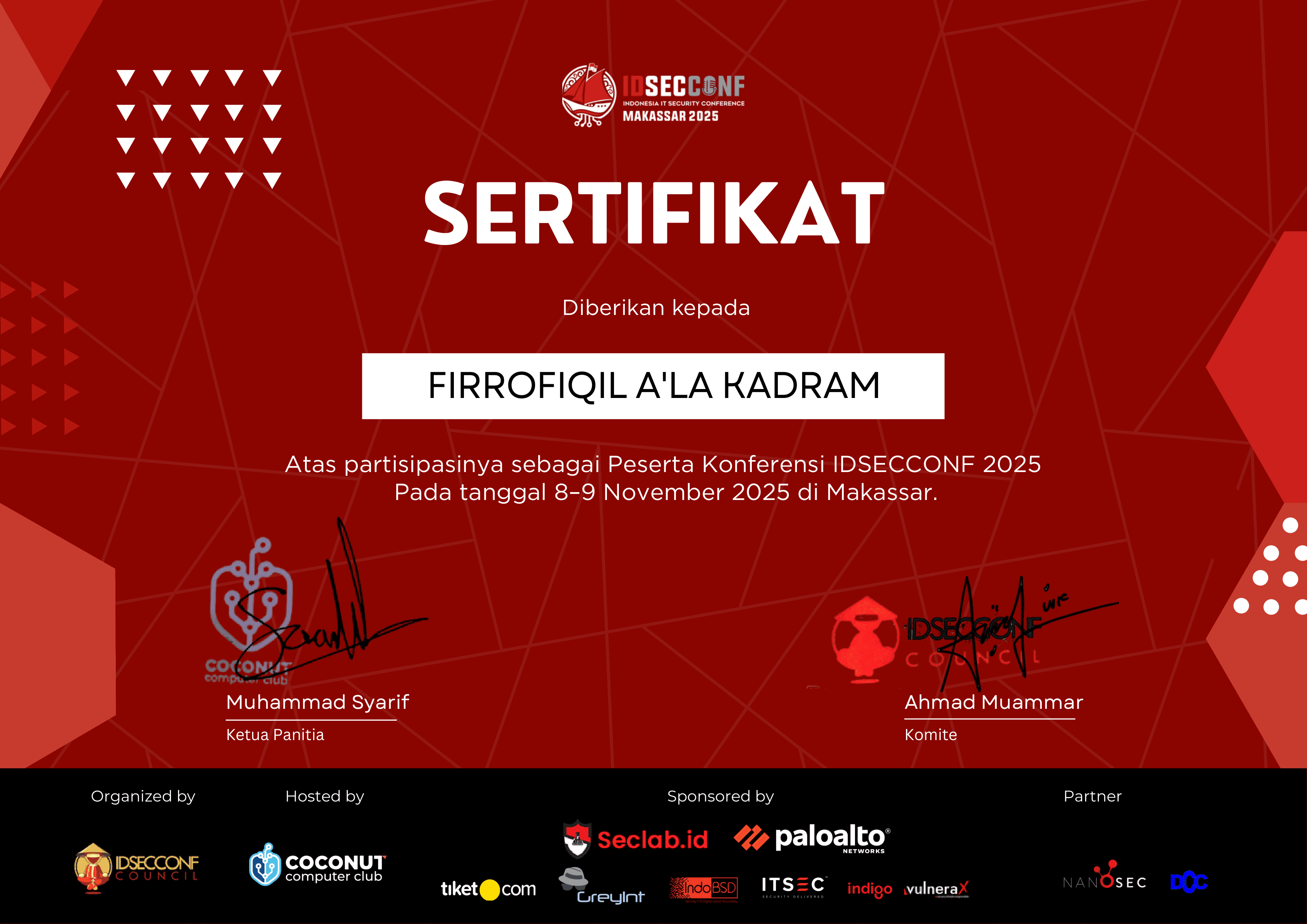 Certificate — IDSECCONF 2025